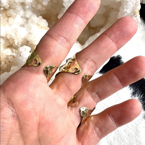 Gold Plated Amethyst Cluster Cuff Ring - Picture 9 of 9